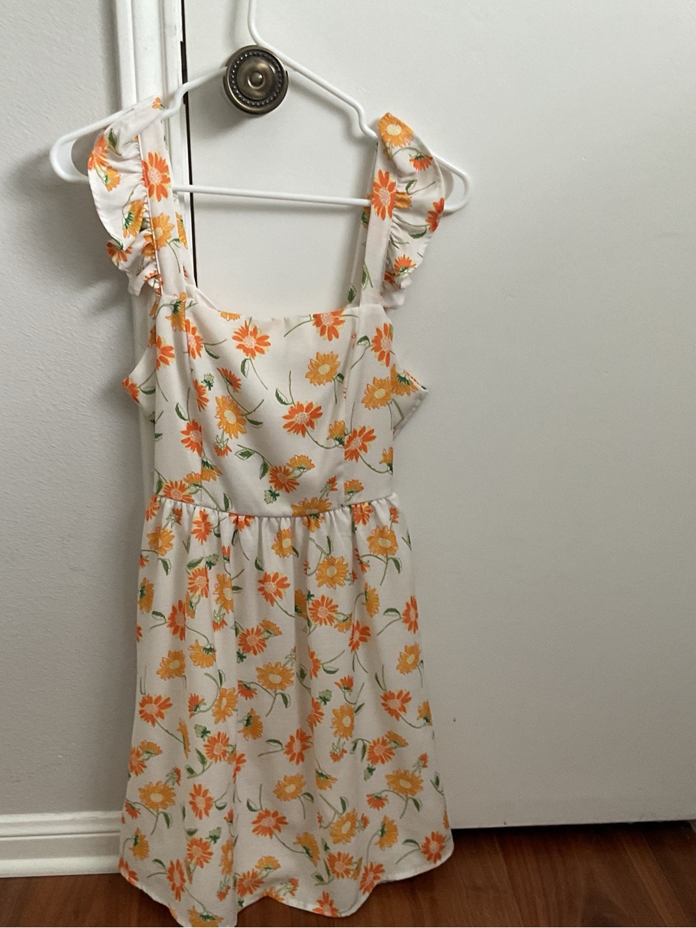 Altar'd State White Dress with Orange & Green Floral Print